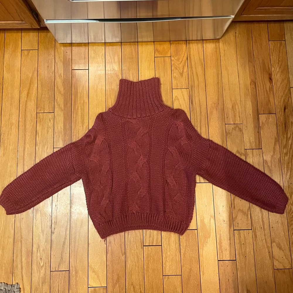 Red Knit Turtleneck Sweater